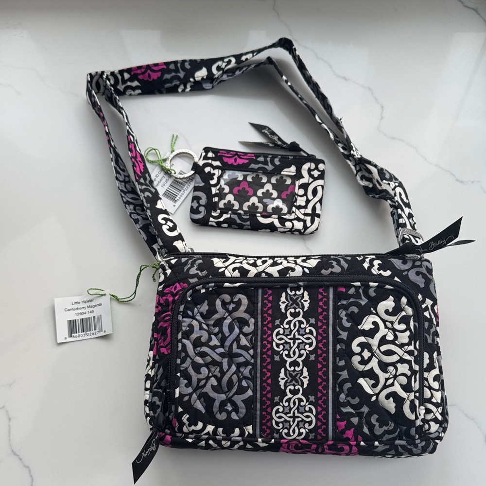 Vera Bradley Little Hipster Crossbody Bag w/Zip ID Case NWT Canterberry Magenta